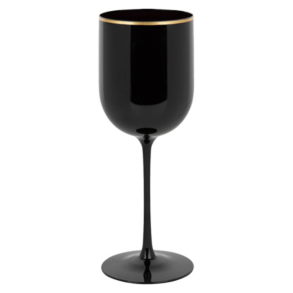 12oz Plastic Wine Goblets with Gold Rim