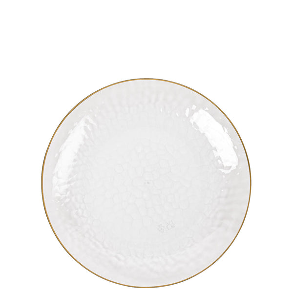 Organic Translucent Clear Hammered Plastic Plates Gold Rim (7inch, 9inch, 10inch, 13inch)