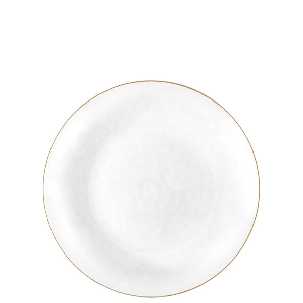 Organic Translucent White Hammered Plastic Plates Gold Rim (7inch, 9inch, 10inch, 13inch)