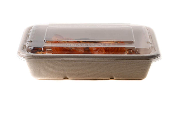 Compostable Rectangular Food Containers with Lids, Ecofriendly Take- Out, Made With Bagasse