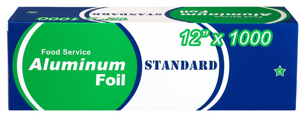 Aluminum Foil Food Service Roll with Sturdy Corrugated Cutter Box (12"x1000, 18x500)