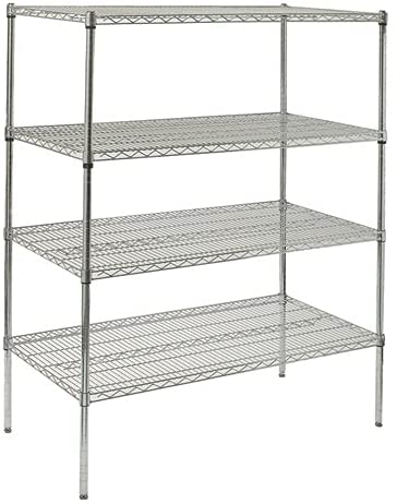 Chrome Plated Wire Shelf 4 Shelf Adjustable - Chrome Finished Heavy Duty Adjustable Shelf, Metal Organizers (Chrome, 14Wx24L)