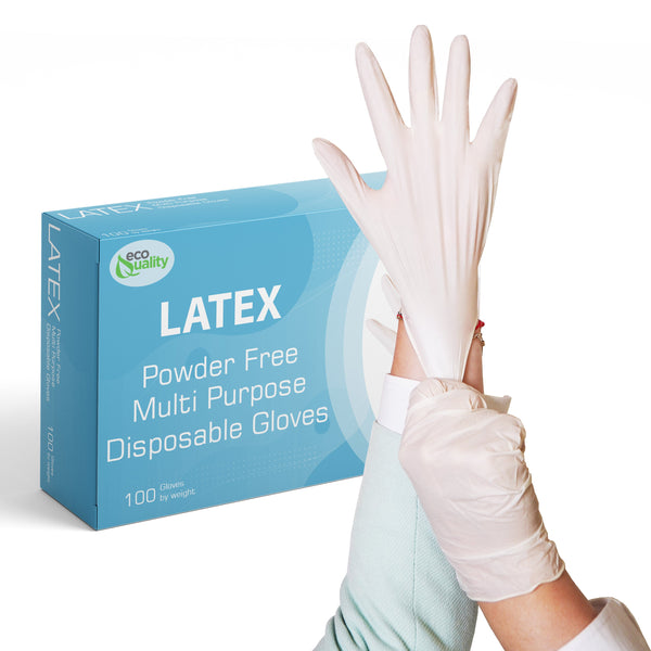 Medium Disposable Latex Gloves, Powder Free, Cooking Gloves, Cleaning, Janitorial, Food Service, Multi Purpose