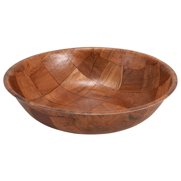 10" Wooden Woven Mahogany Salad Dinnerware Bowls