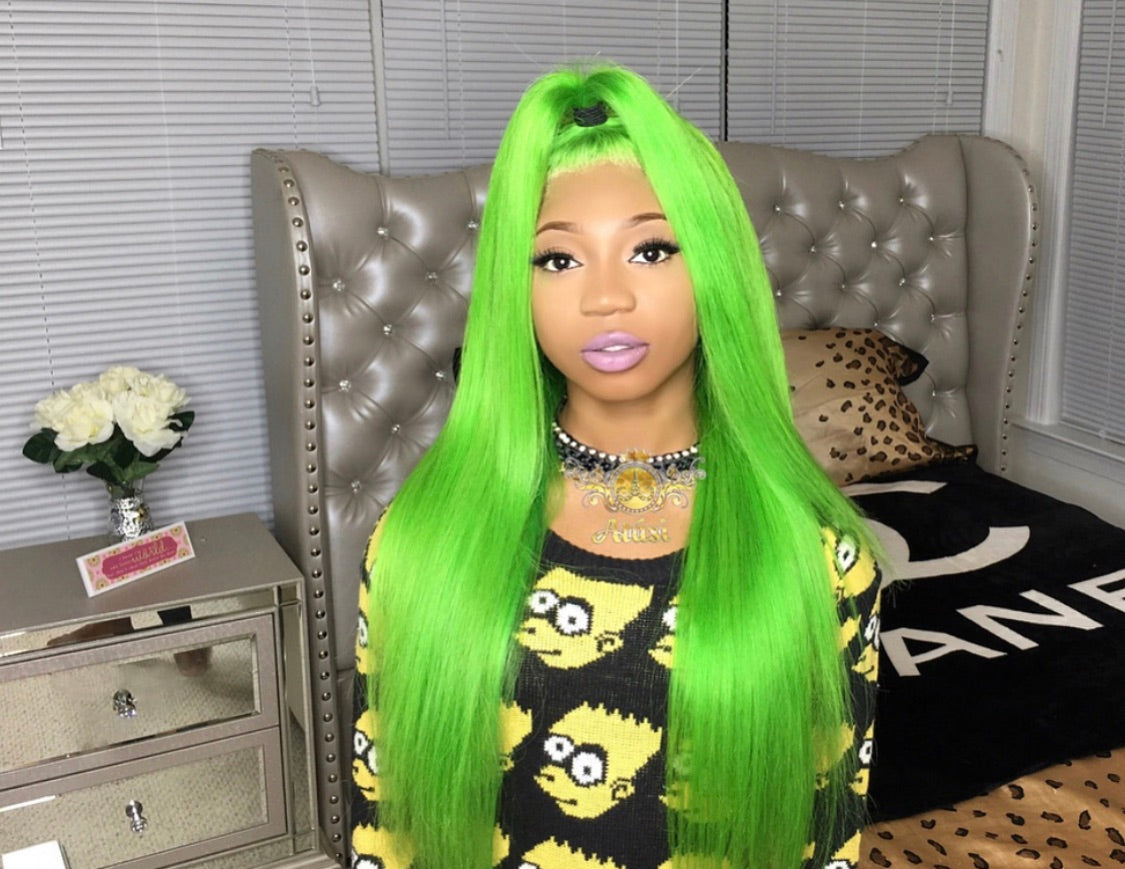 lime green wig