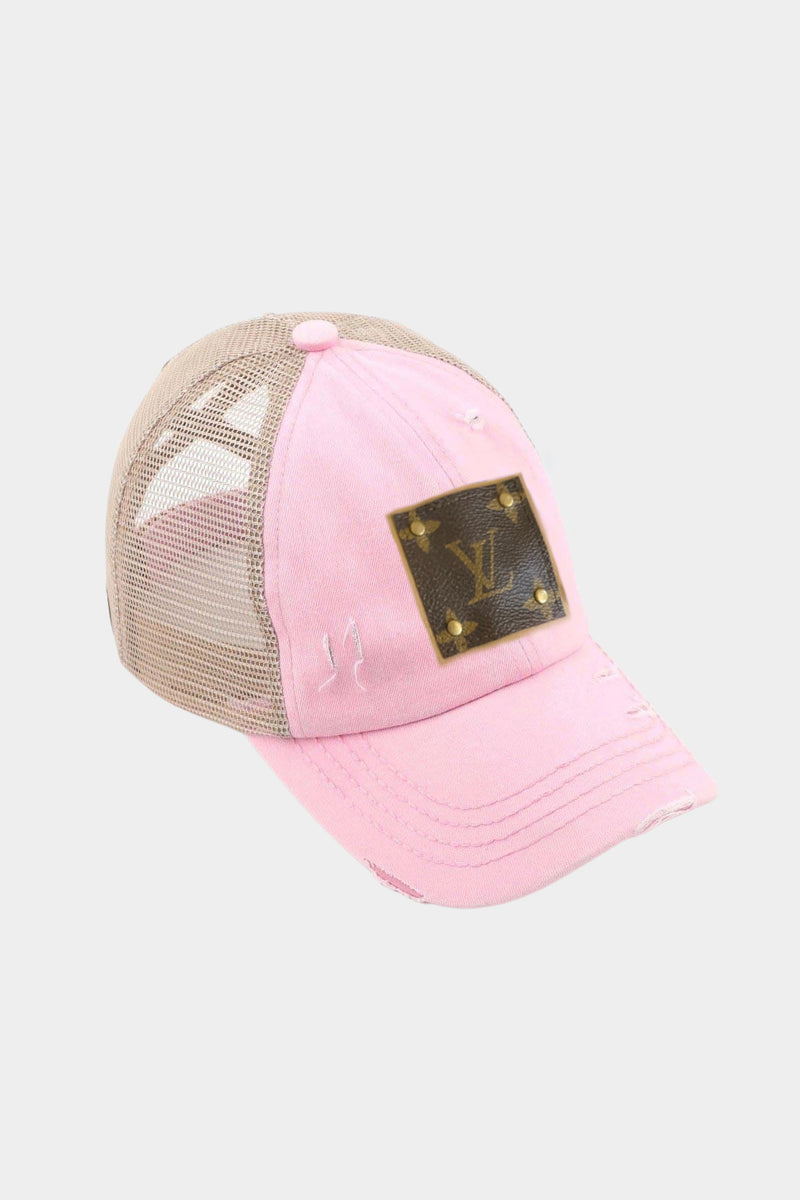 Louis Vuitton upcycle cap. upcycle LV hat.