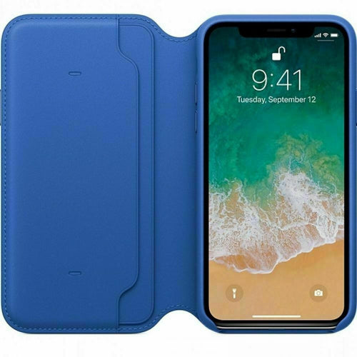 Comprar funda Leather Case para iPhone Xs Max Folio Azul Cabo de Apple