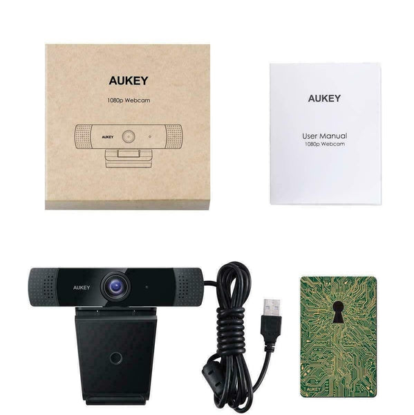 Aukey Full HD (1080p) Webcam For Video Chat With Stereo Microphone - Black - USB 9