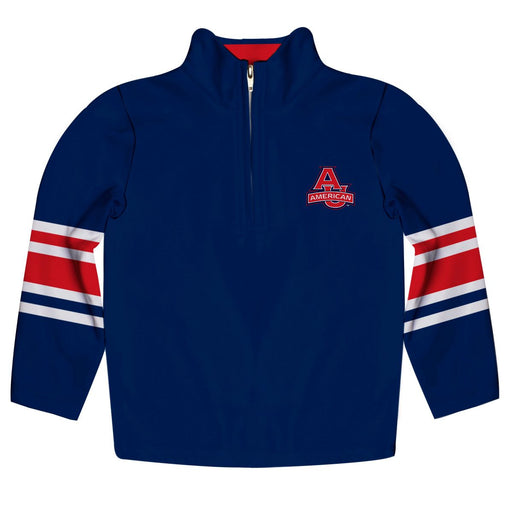 Atlanta Braves Double Play V-Neck Pullover Jacket - Navy Blue/Red