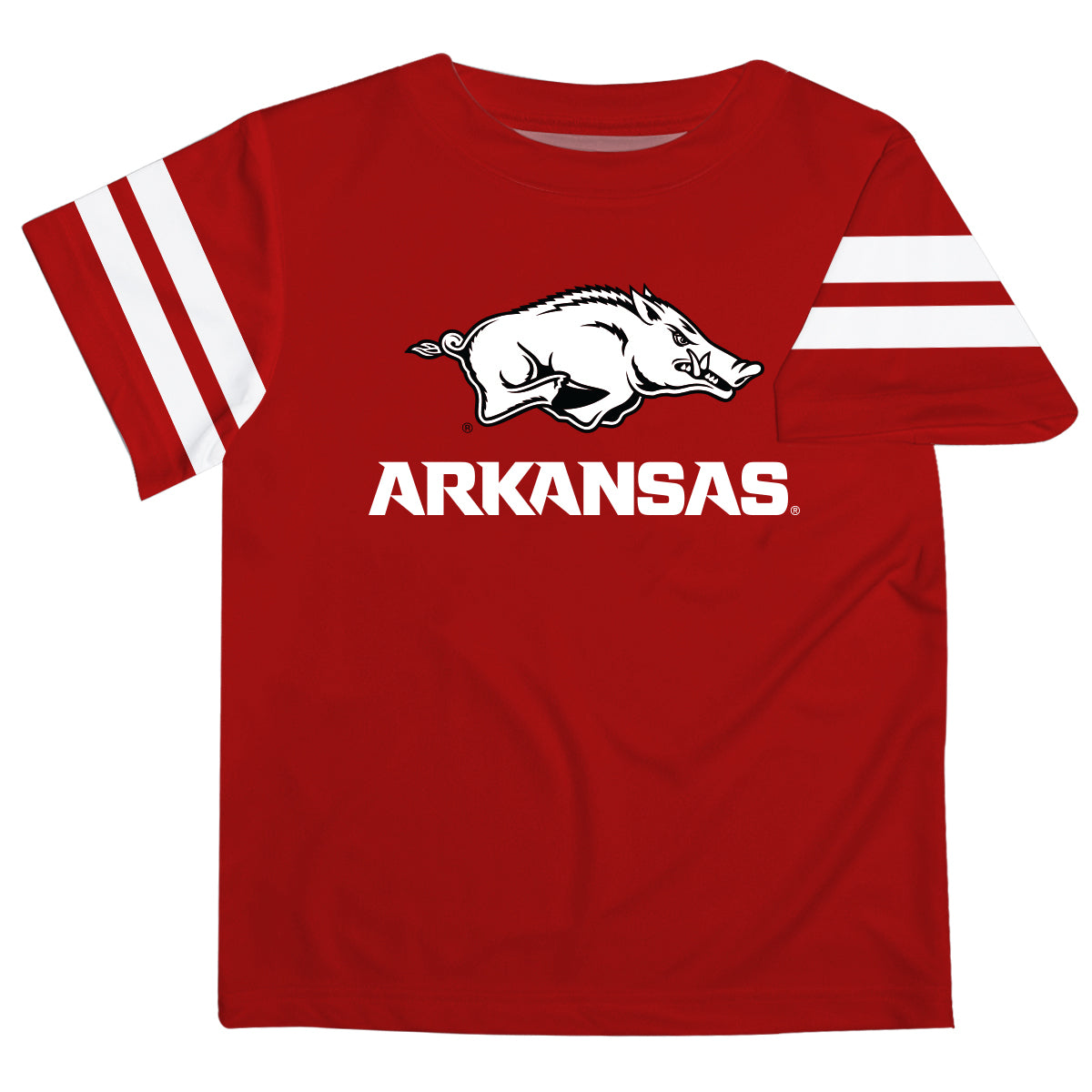 Arkansas Stripe Red Boys Tee Shirt Short Sleeve