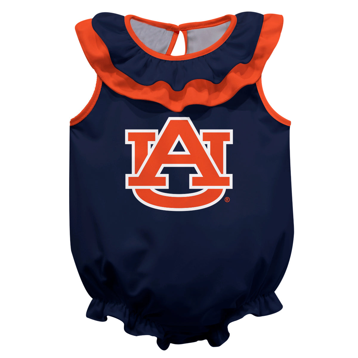 Auburn University Tigers Blue Sleeveless Ruffle Onesie Logo Bodysuit b