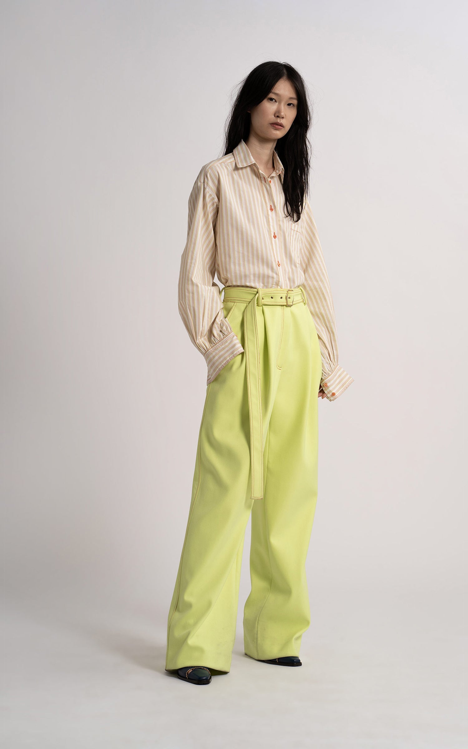 Sies Marjan - Blanche Double Face Twill Wide Leg Pant - Fluo Yellow ...