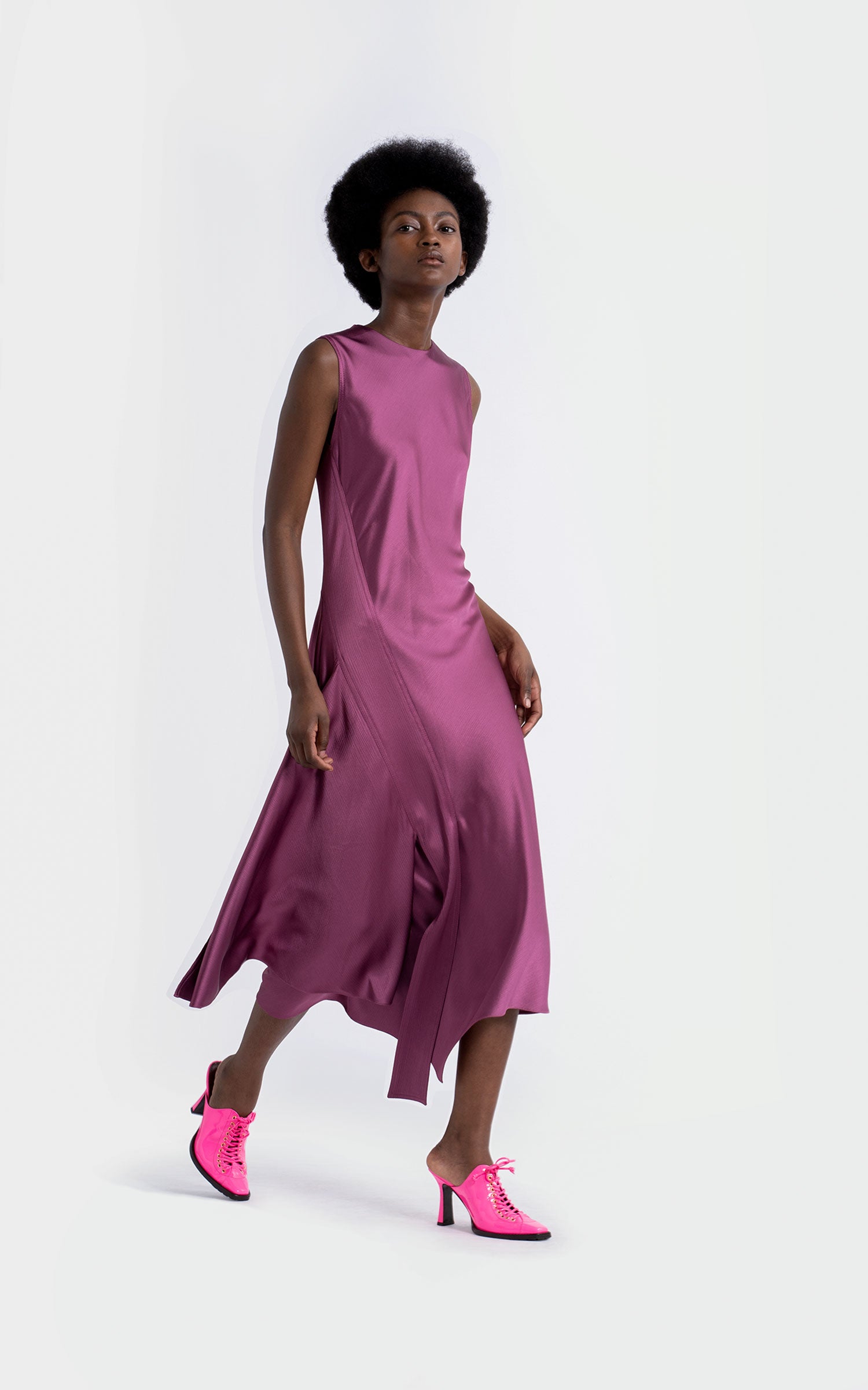 Sies Marjan - Vanessa Crinkled Satin Dress - Raspberry - Women's Dresses