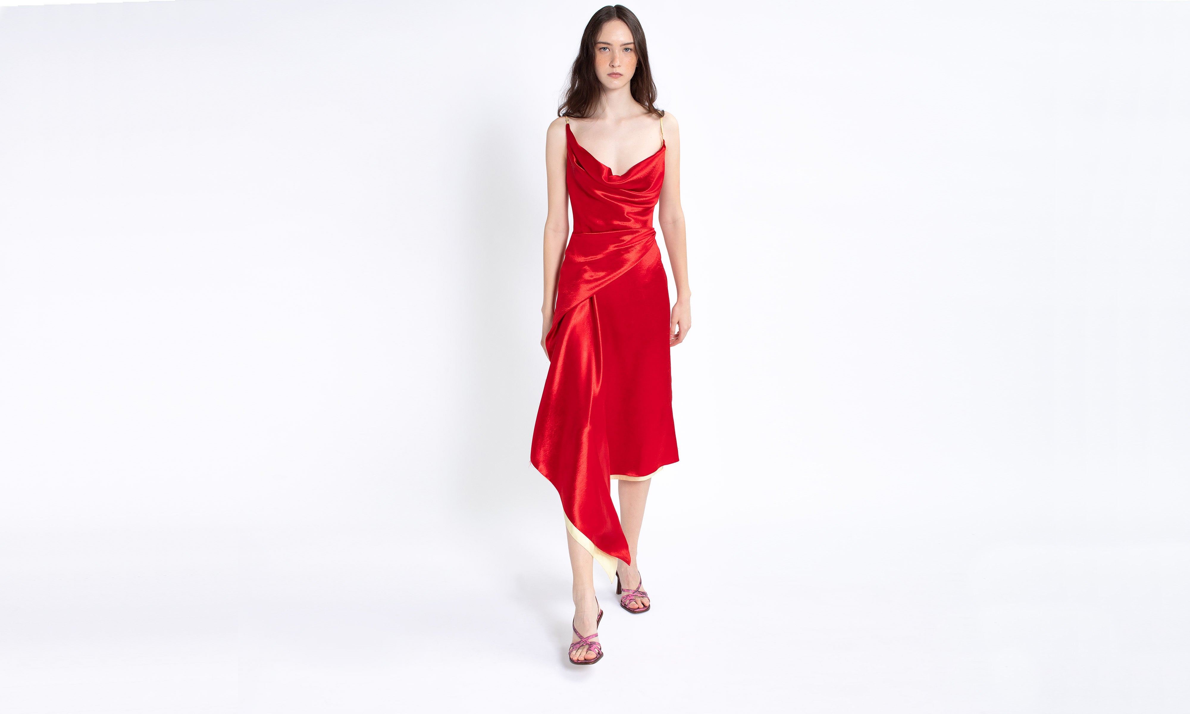 Sies Marjan - Farrah Liquid Satin Dress - Red Lipstick - Women's Dresses
