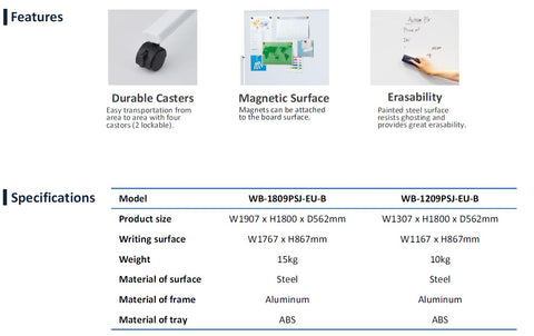 PLUS Projector Screen Whiteboard WB-1809PSJ-EU-B