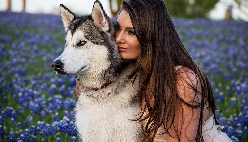 A woman with her dog