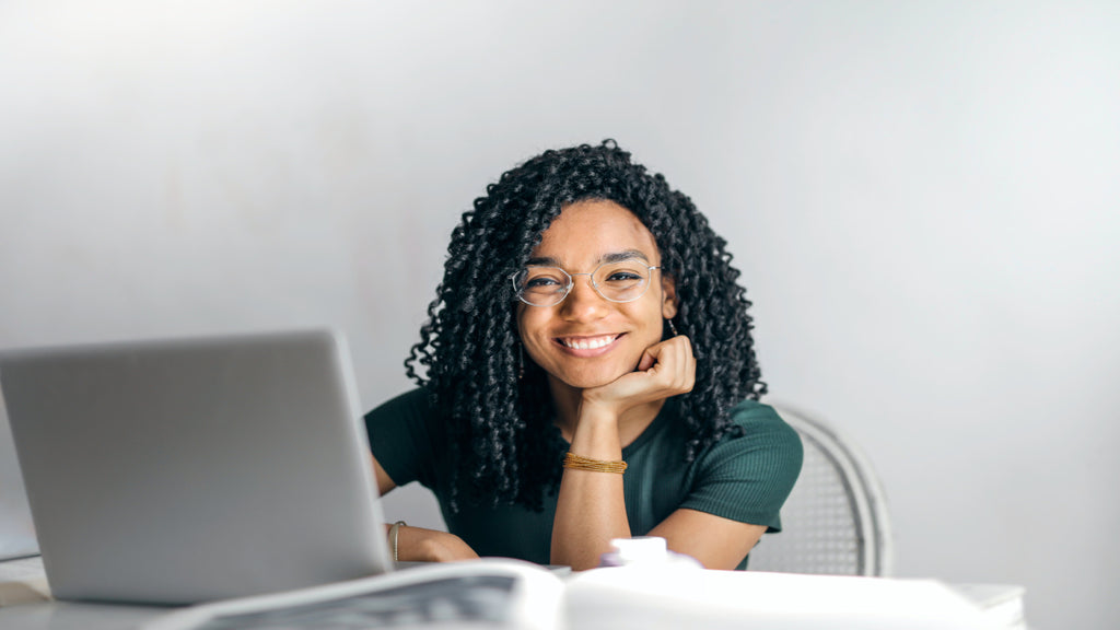 woman researching CBD products on internet