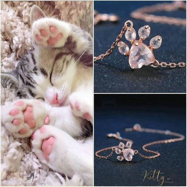 cat paw bracelet with a kitty on the left