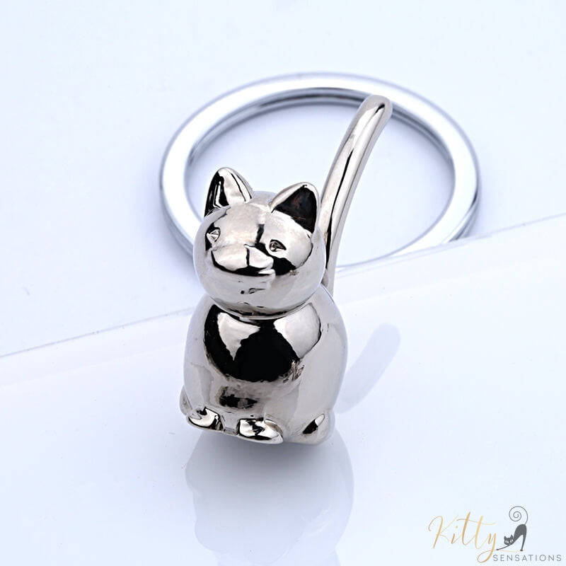  3D  Cat  Keychain  plated in Sterling Silver KittySensations