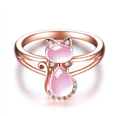 Opal Cat Ring (14K Rose Gold Plated)