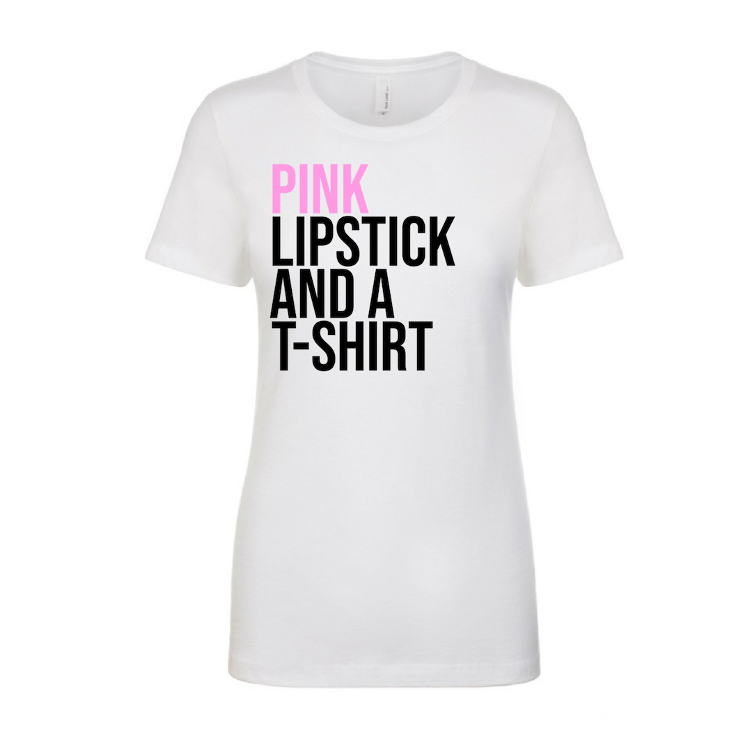 Pink Lipstick Tee - White – SBDNC Apparel