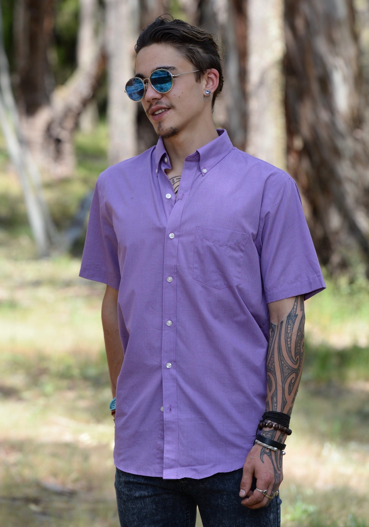 van heusen purple dress shirt