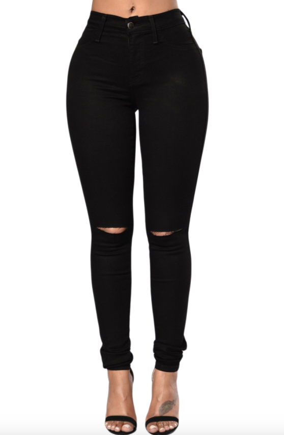 women's black jeans ripped knee