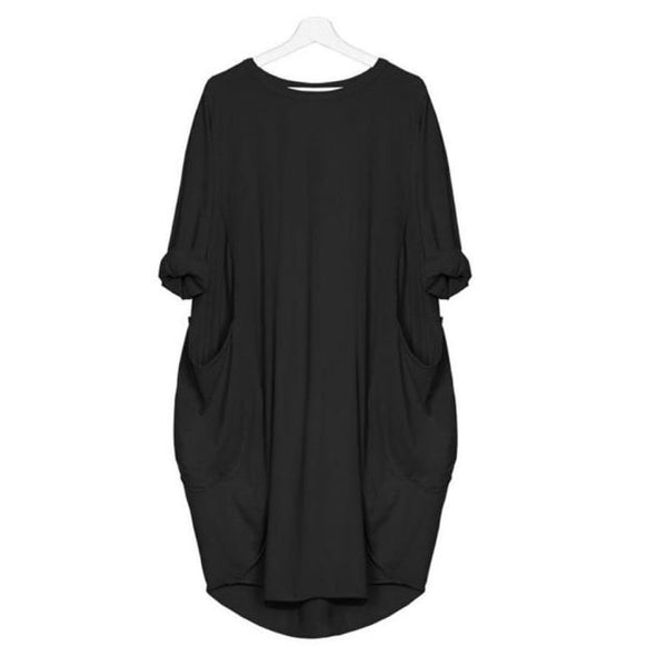 Half Sleeve Roomy Side Pocket T Shirt Dress Unique Chic Store