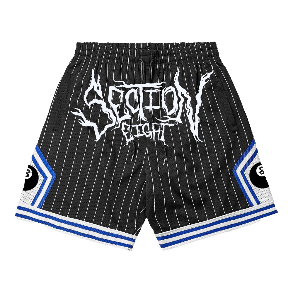 Section Eight Black Pinstripe Basketball Shorts (heavy weight)