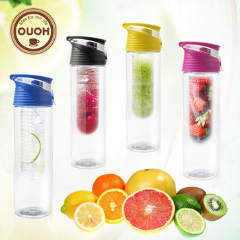 800ml Cycling Sport Fruit Infusing Infuser Water Lemon Bottle Juice Bicycle Health Eco-Friendly BPA Detox Bottle Flip Lid