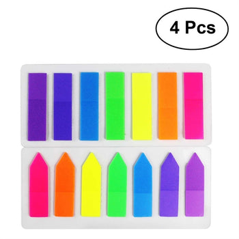 4pcs Rectangle Arrow Fluorescent Sticky Note Colored Index Tabs Neon Page Marker for Marking