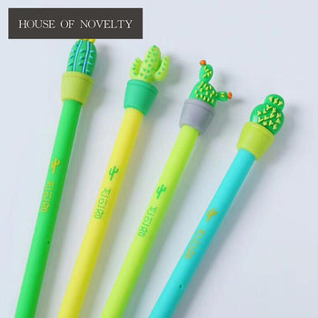 4 pcs/lot Green Cactus Plant Gel Pen Promotional Gift Stationery School & Office Supply