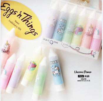 6 pcs/pack Unicorn Power Mini Colorful Candy Color Highlighters Promotional Markers Gift Stationery