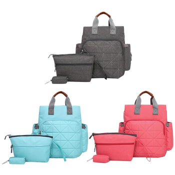 3pcs/Set Women Mother Nylon Waterproof Backpacks Key Holder Clutch Wristlets Large Capacity Handbags Baby Diaper Foods Bags