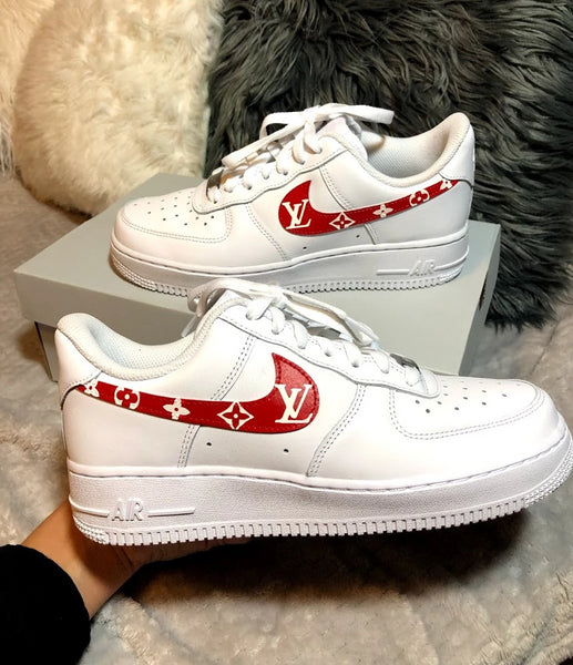 red custom air force 1