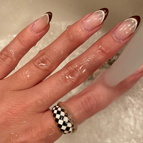 Brown French tips nails