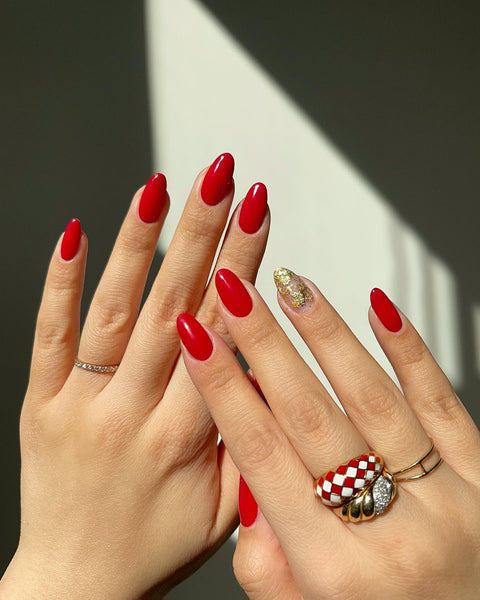 Classic red and gold nails