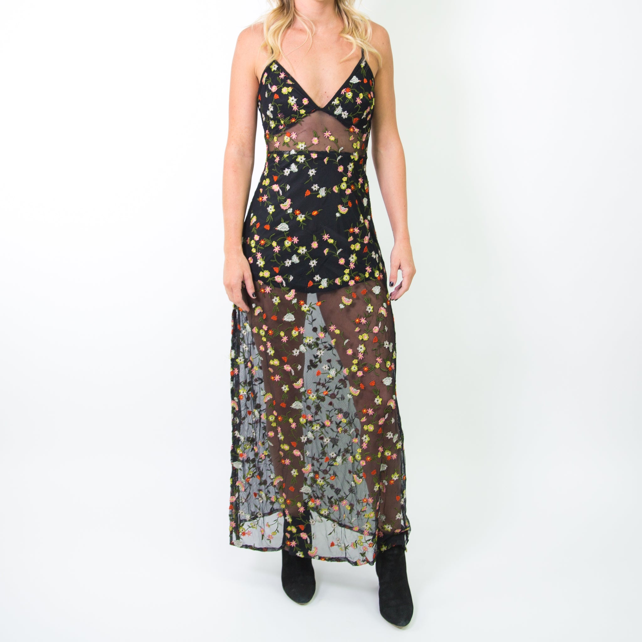 sheer floral maxi dress