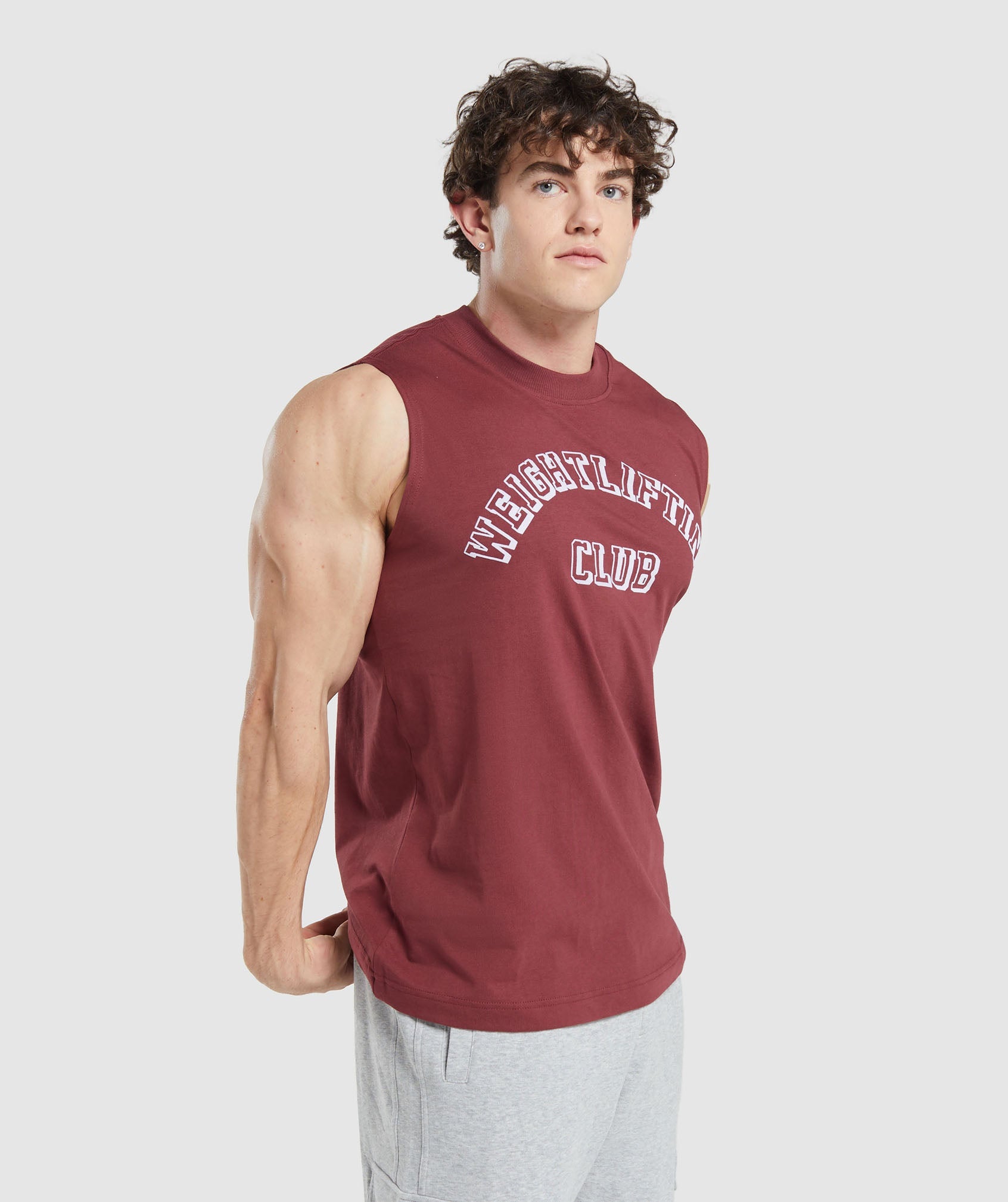 Weightlifting Club Tank in Washed Burgundy - view 3