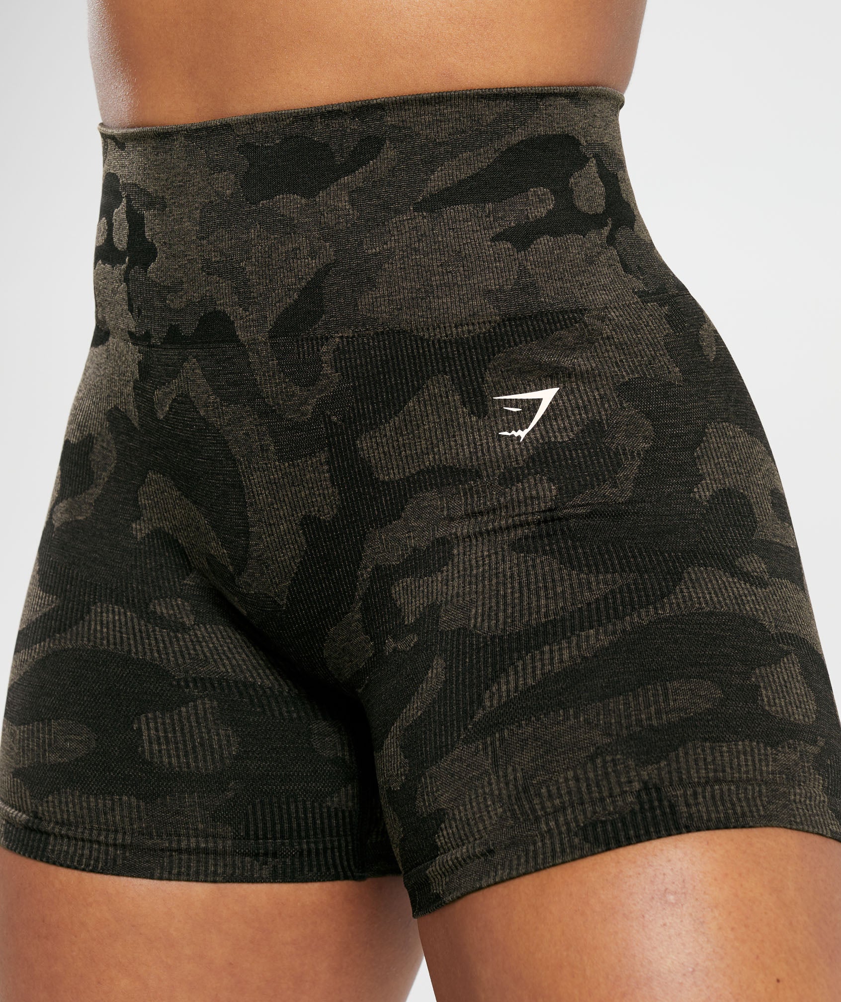 Adapt Camo Seamless Ribbed Shorts in Black/Camo Brown - view 5