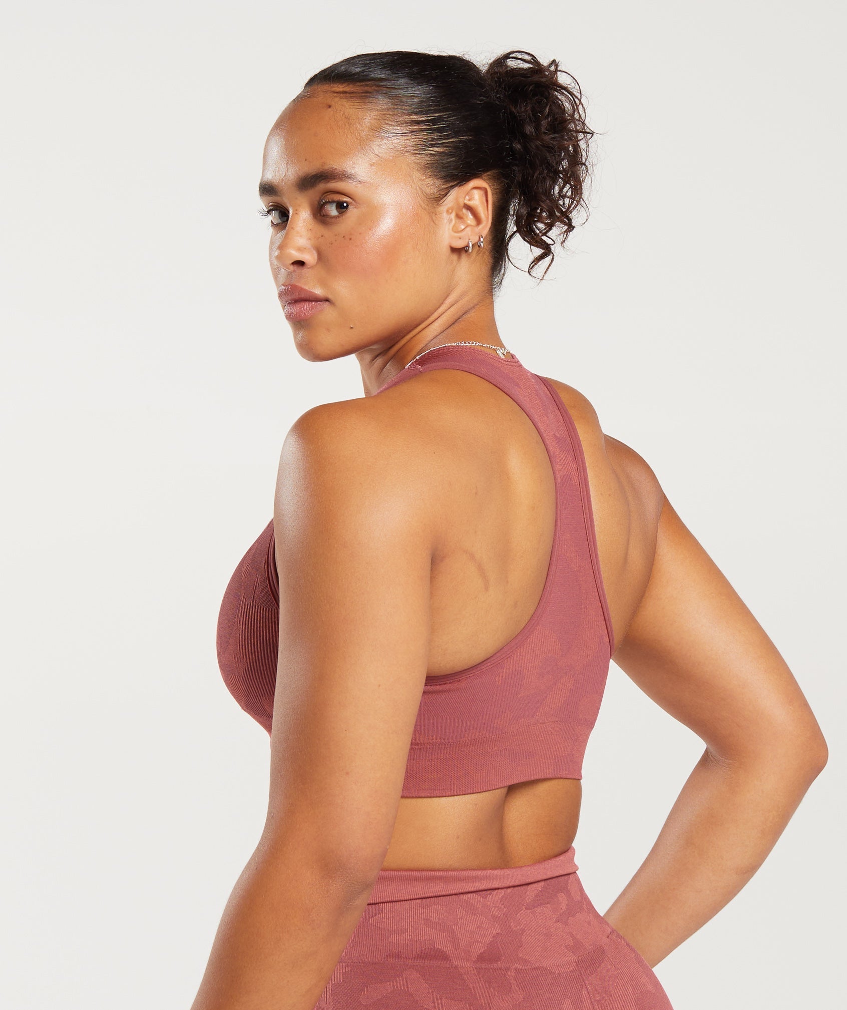 Adapt Camo Seamless Ribbed Sports Bra in Soft Berry/Sunbaked Pink - view 3