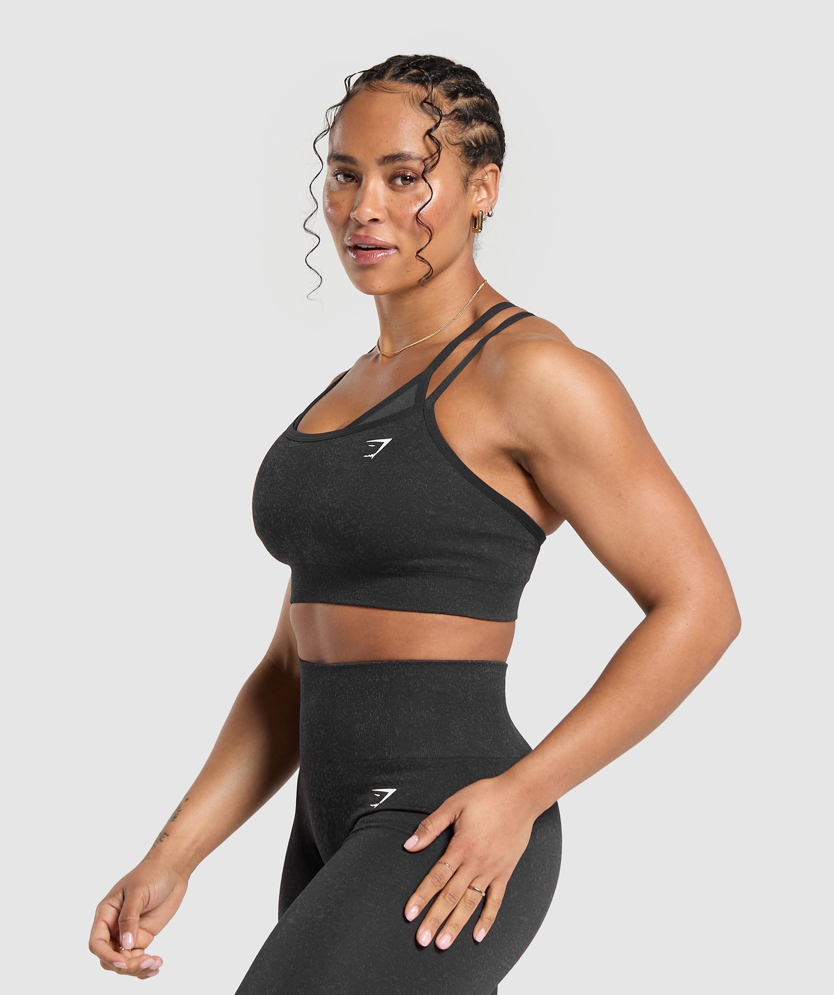 Adapt Fleck Seamless Sports Bra in Mineral | Black - view 3