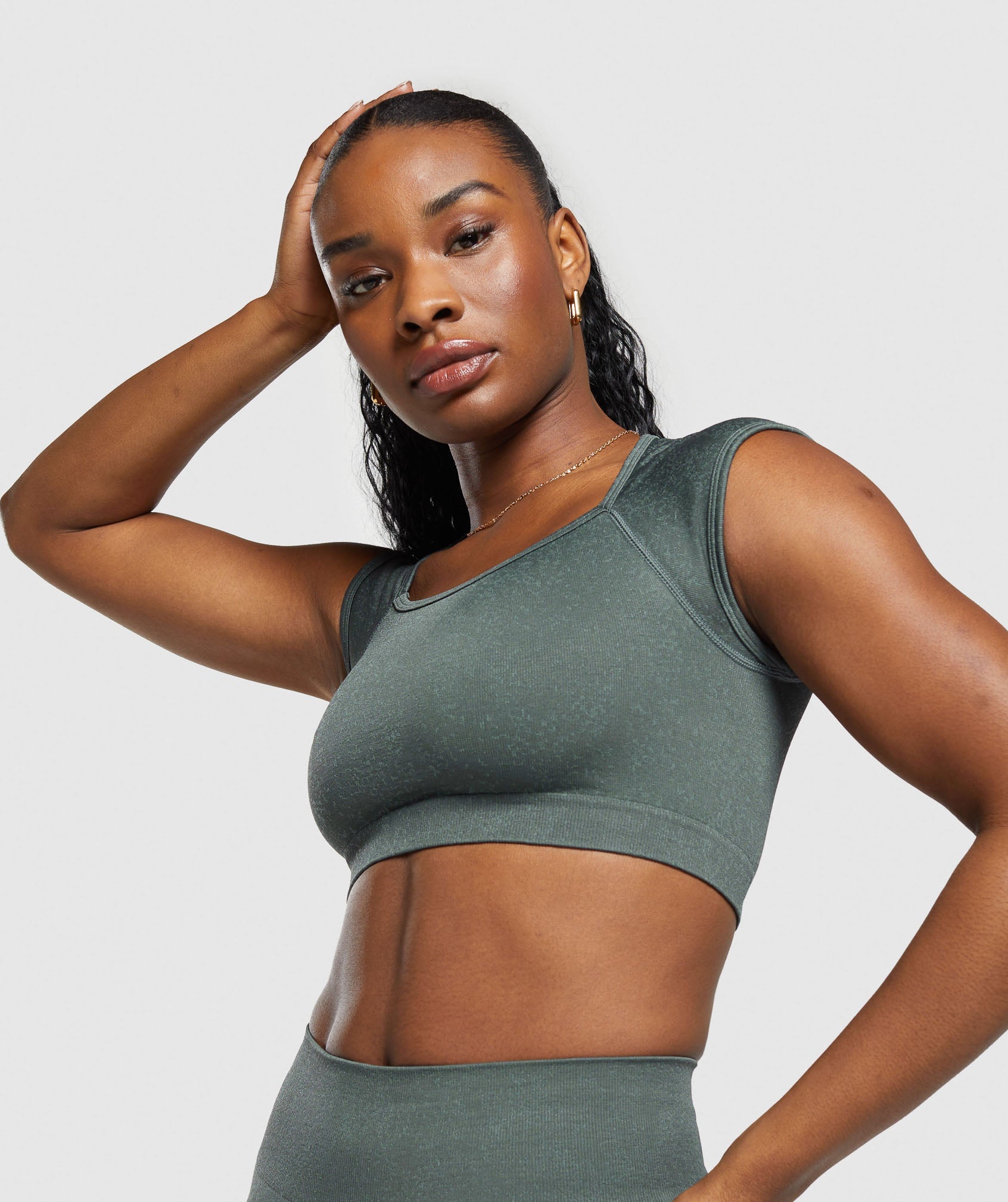 Adapt Fleck Seamless Crop Top in Slate Teal/Cargo Teal - view 6