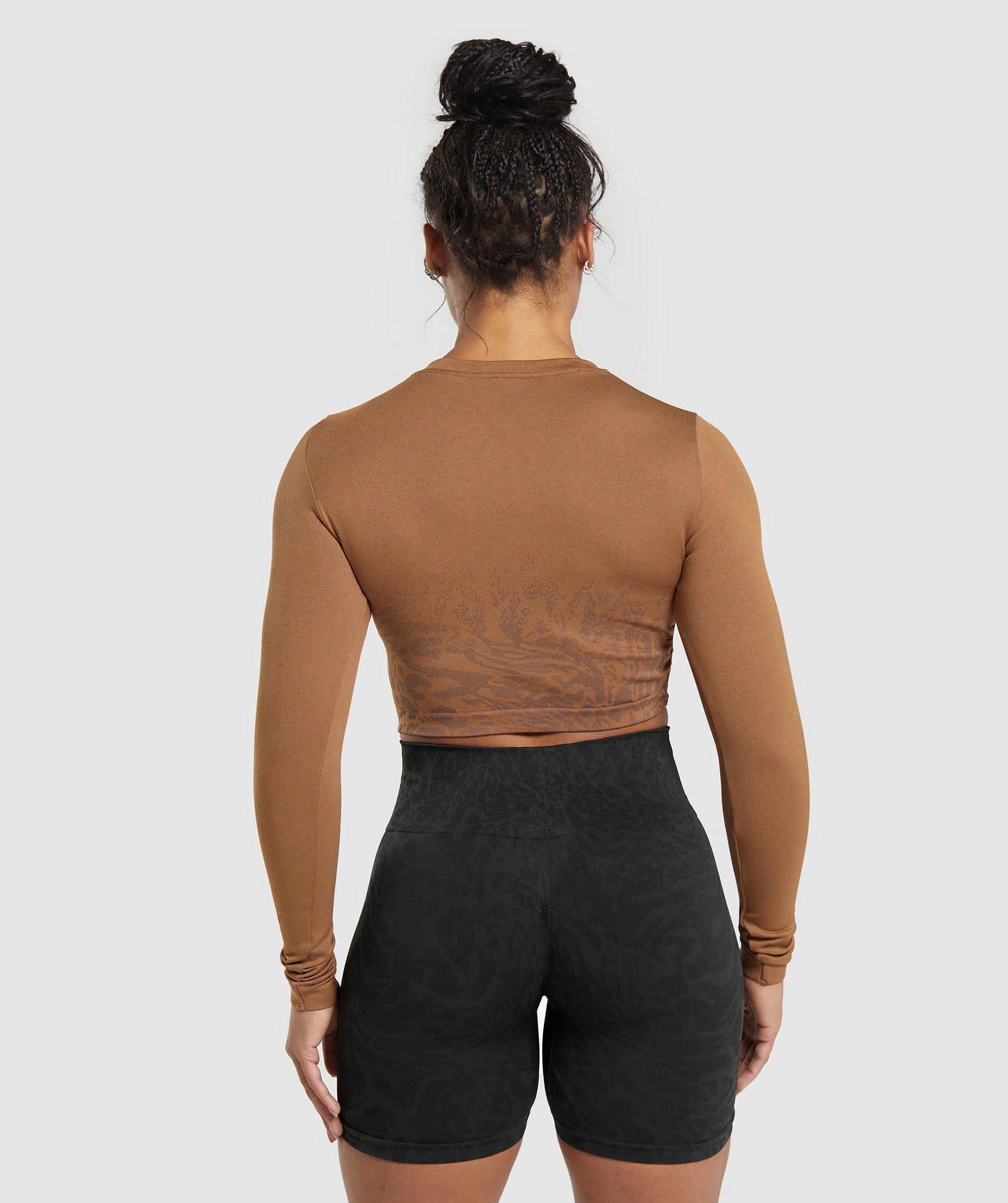 Adapt Pattern Seamless Faded Long Sleeve Top in Soft Brown/Bronze Brown - view 2