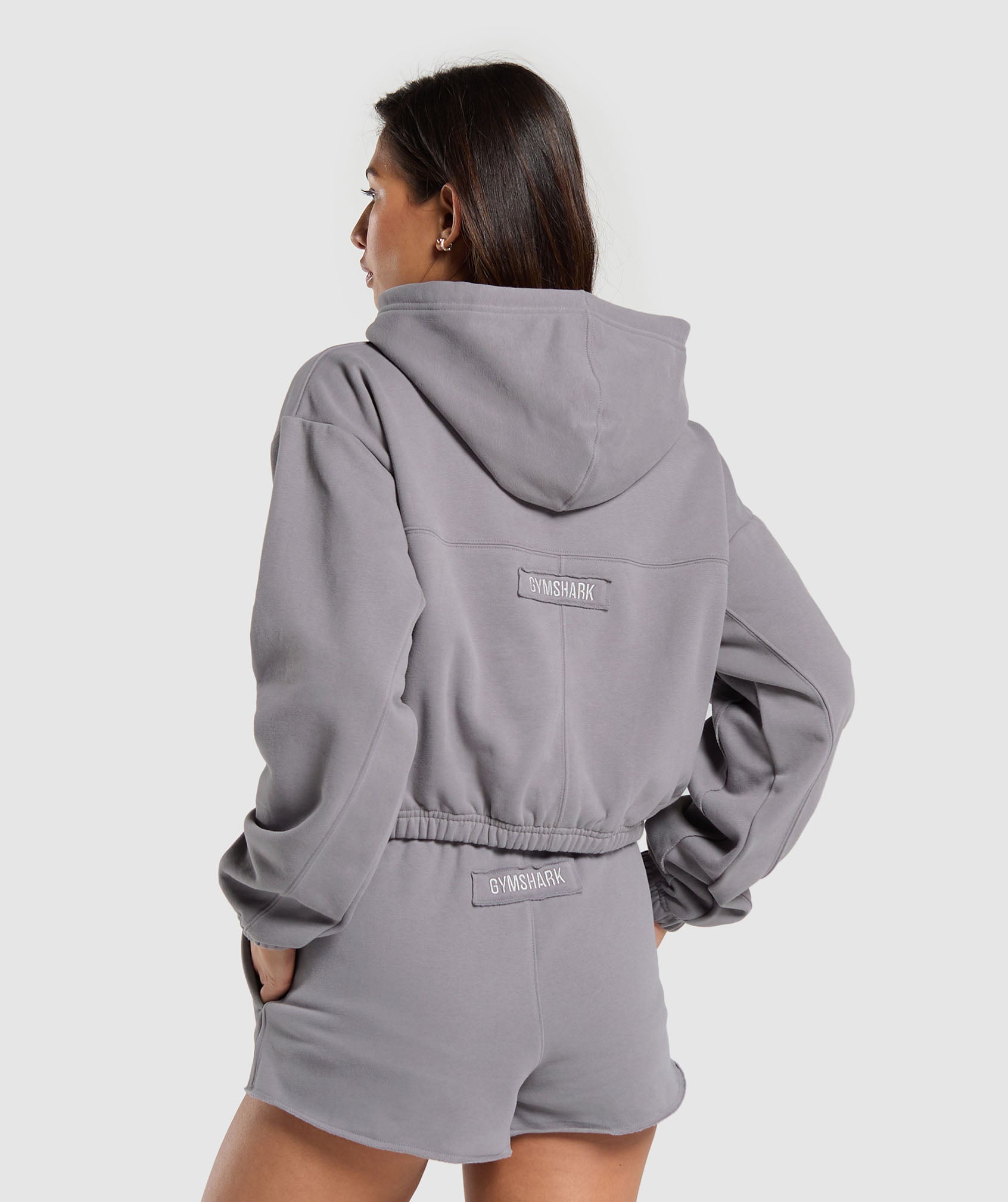 Fleece Zip Hoodie in Medium Grey - view 2