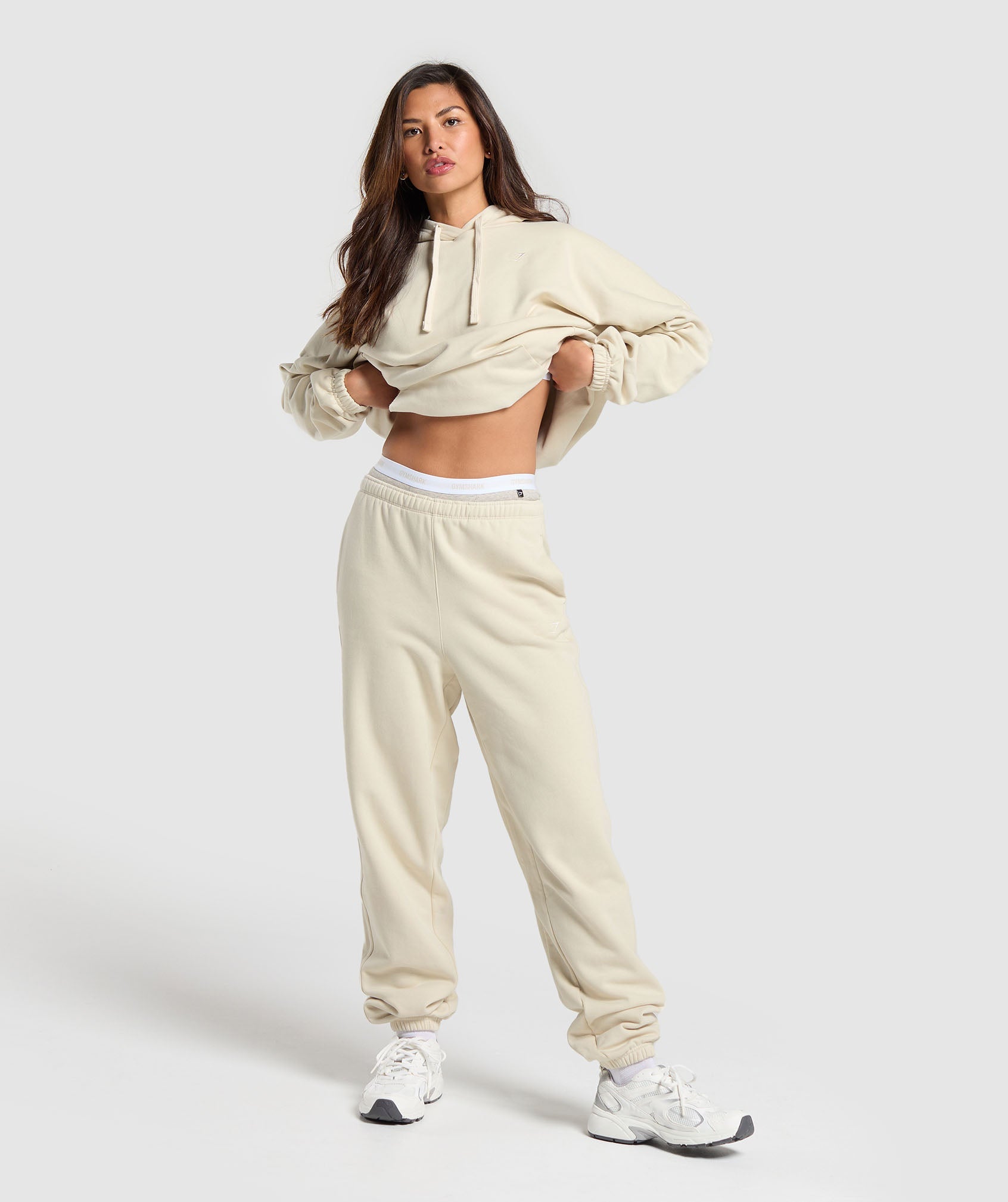 Fleece Joggers in Ecru White - view 4