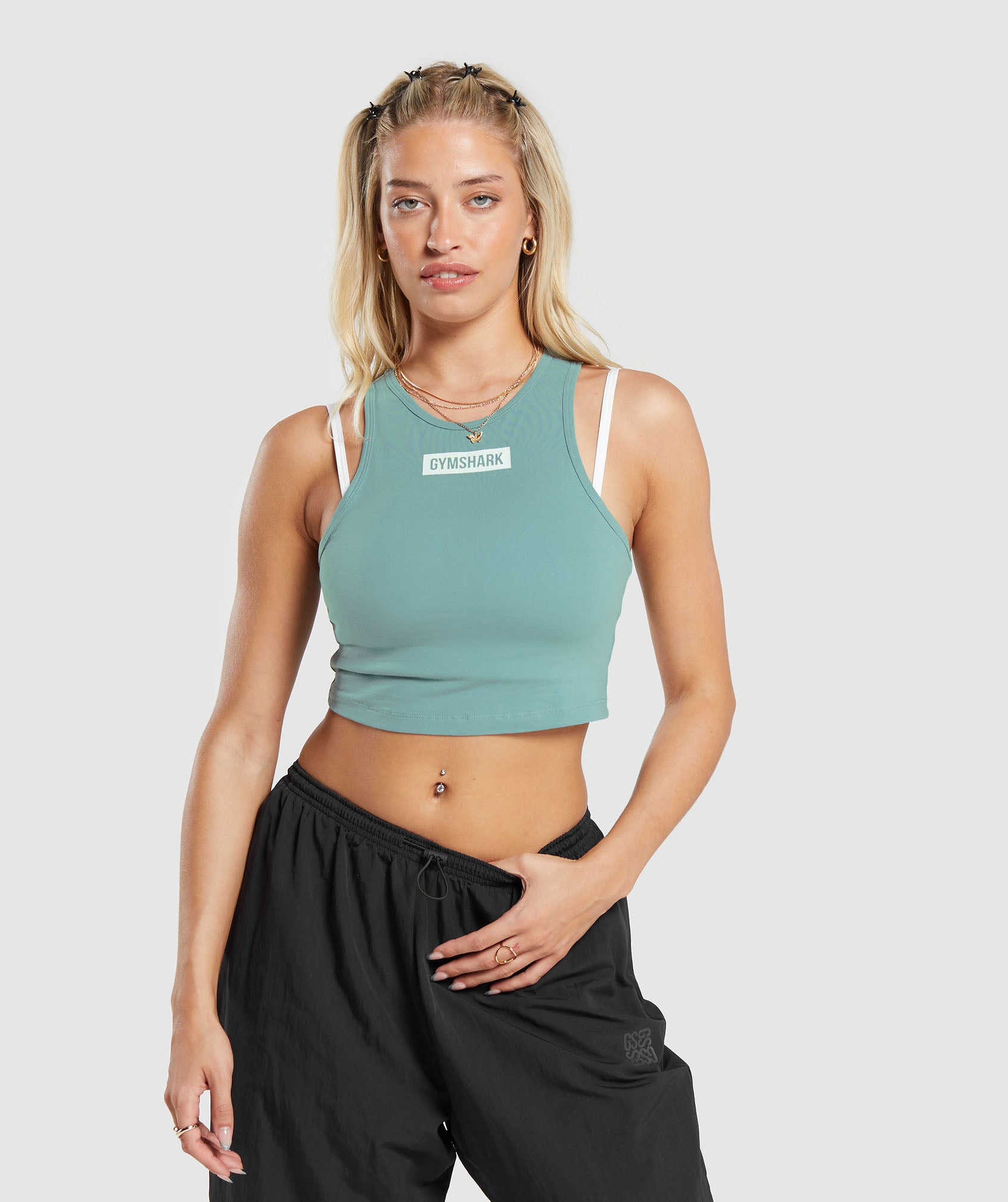 Block Crop Tank dans Duck Egg Blue