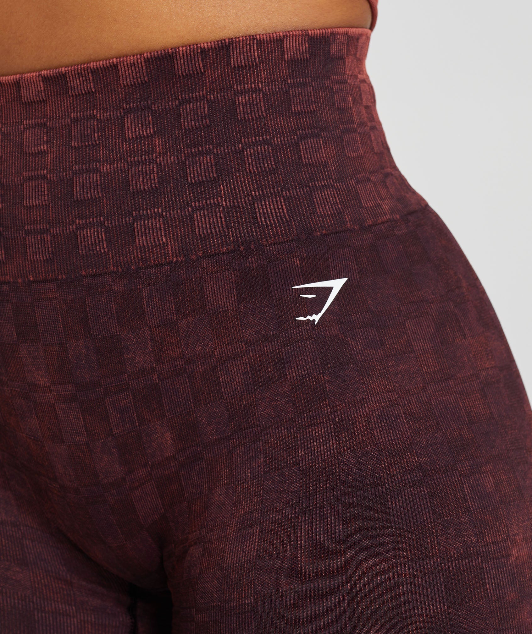 Check Seamless Washed Shorts in Plum Brown - view 6