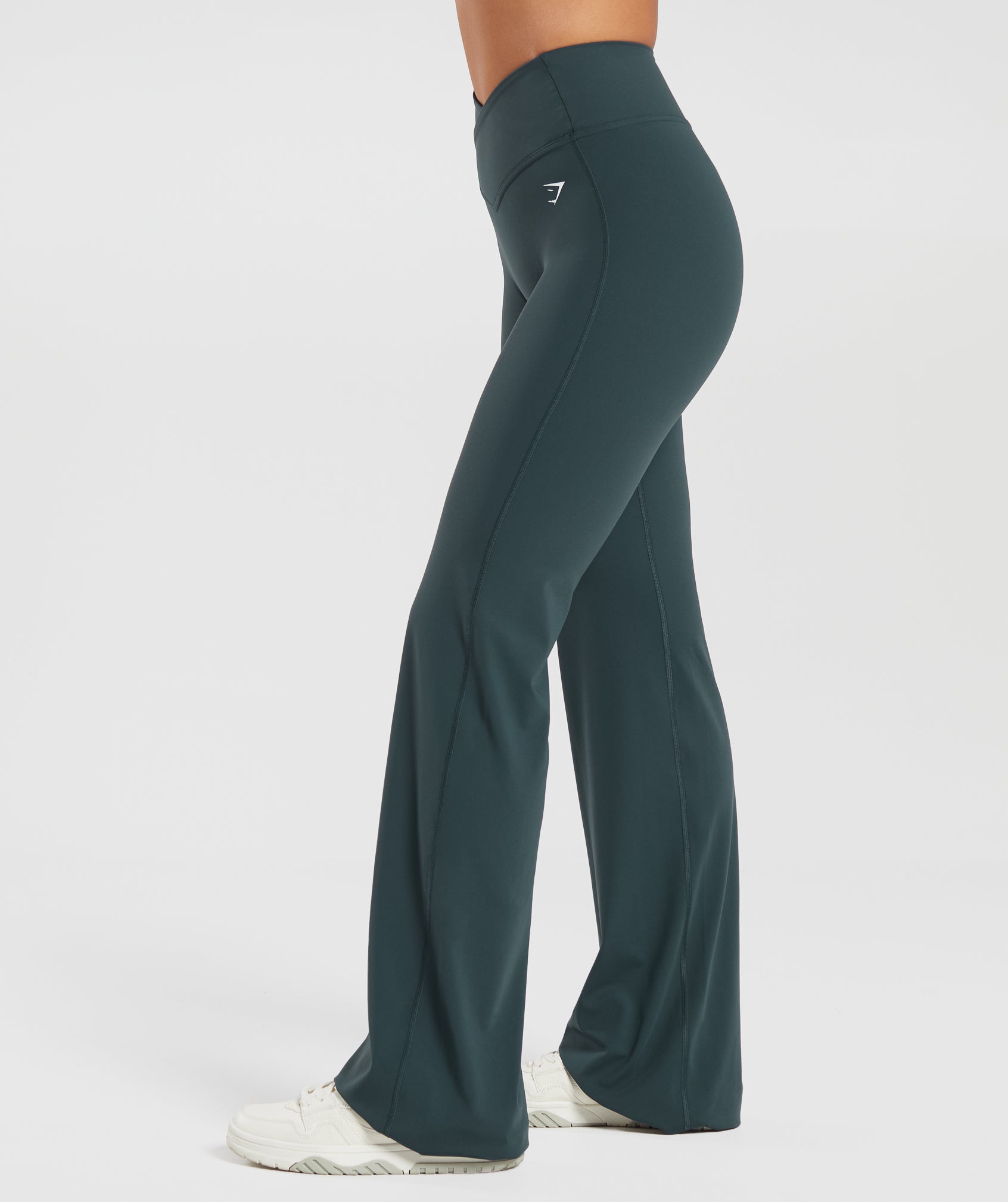 Crossover Tall Flared Leggings in Darkest Teal - view 3