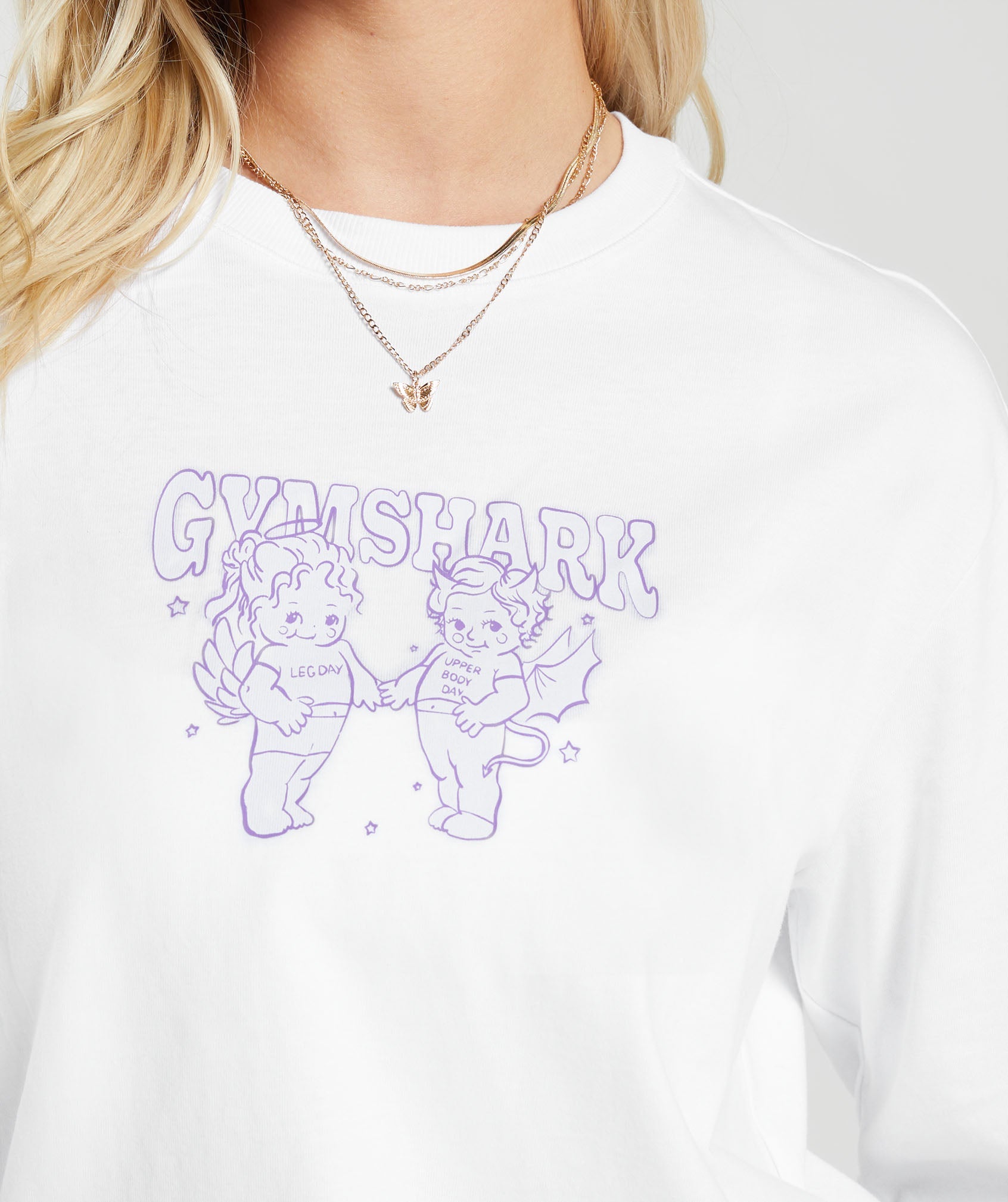 Cherub Graphic Long Sleeve Top in White - view 5